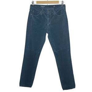 AG Adriano Goldschmied Corduroy Pants Womens 27 Blue Teal Prima Cigarette Cords